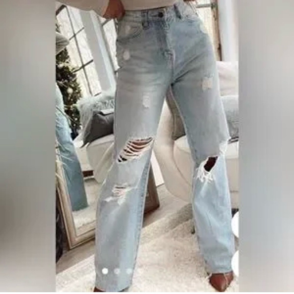 Parker Jeans Wide leg Distressed Light Blue